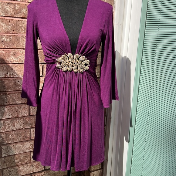 New Sky Purple Bell Sleeve Mini Dress Size S - Picture 2 of 10